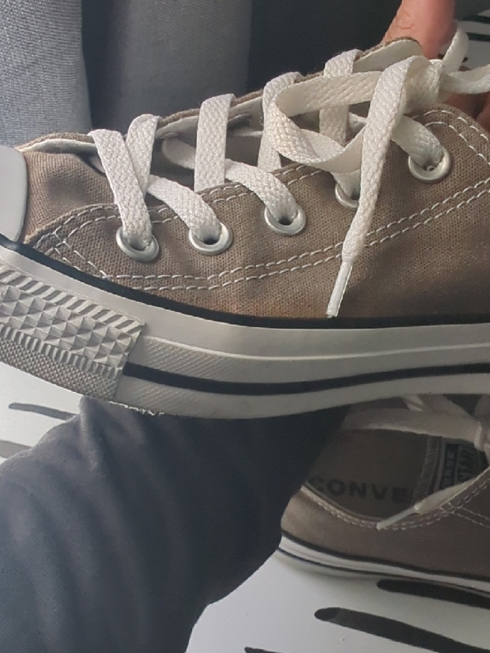 Converse  Brown/Taupe Canvas Sneakers with White Laces - Picture 4 of 6